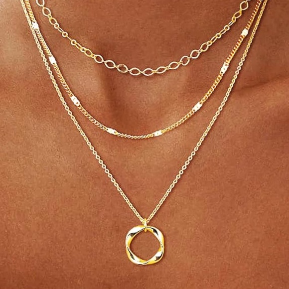 Gold Layered Necklace Set | 3Piece Dainty Chain, Minimalist Pendant, Everyday A - Picture 1 of 3